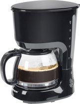 Bestron Filterkoffiezetapparaat voor 10 kopjes koffie, kleine Filterkoffiemachine incl. 1.25L glazen kan, permanentfilter & warmhoudplaatje, ideaal voor camping, 750Watt, kleur: zwart