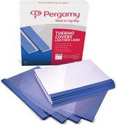 Pergamy thermische omslagen ft A4, 1,5 mm, pak van 100 stuks, lederlook, blauw 6 stuks