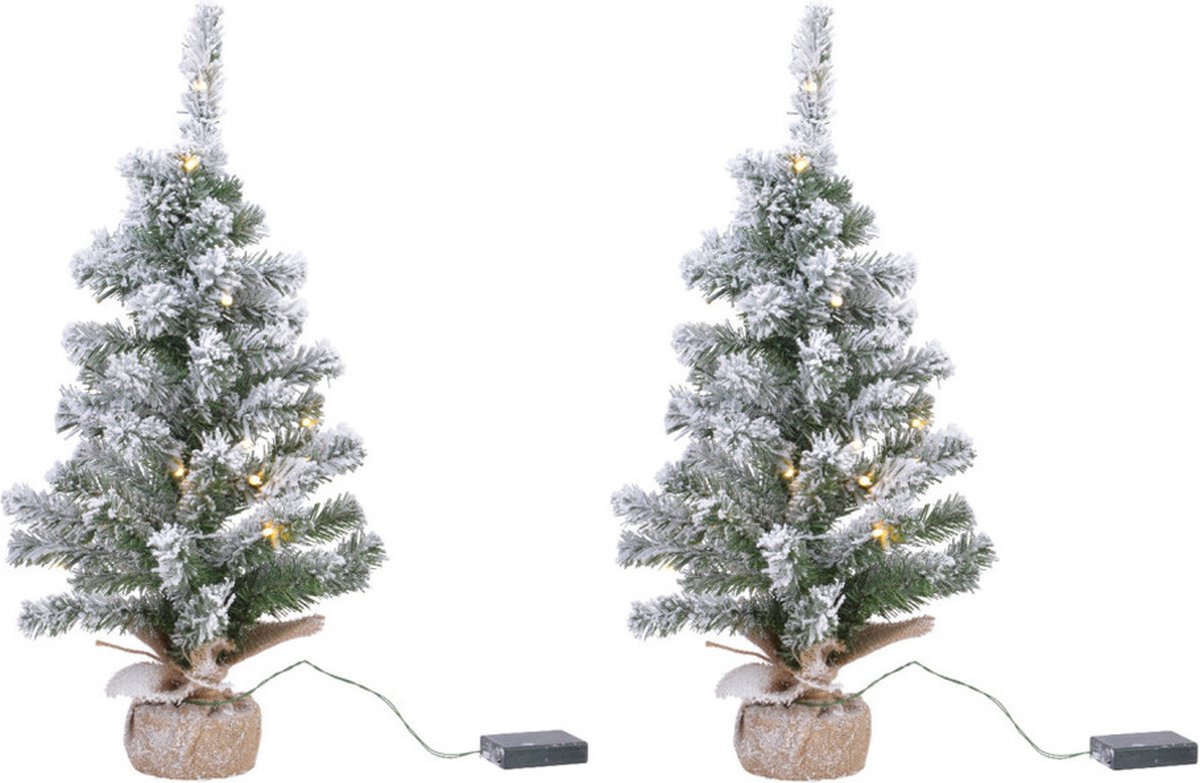 precedent onderwerp woede 2x stuks mini kunstbomen/kunst kerstbomen met sneeuw en licht 45 cm -  Kleine kunst... | bol.com