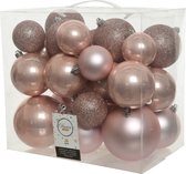 26x stuks kunststof kerstballen lichtroze (blush) 6-8-10 cm - Onbreekbare plastic kerstballen