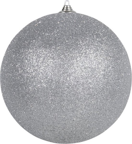Othmar Decorations Grote kerstbal - zilver - 10 cm - kunststof - glitters