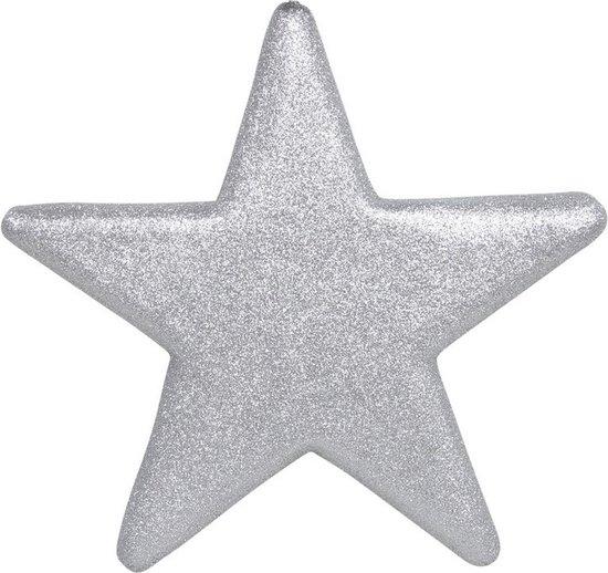 Othmar Decorations Decoratie ster - zilver - 25 cm - kunststof - glitter - hangdecoratie - kerstversiering