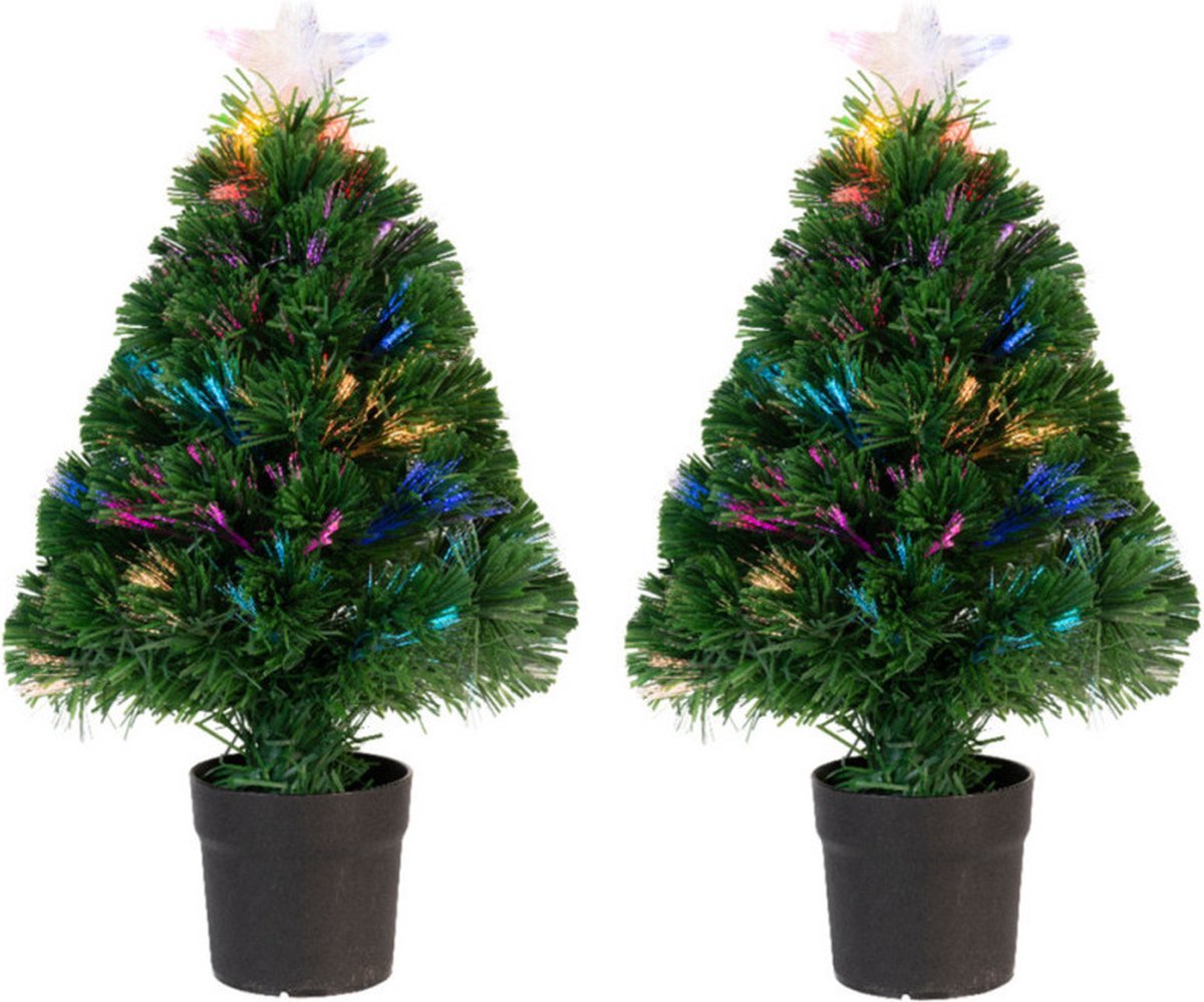 2x morceaux de sapins de Noël en fibre optique/sapins de Noël
