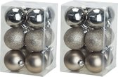 36x boules de Noël en plastique champagne 6 cm mat/brillant/paillettes - Boules de Noël en plastique incassables - Décorations de Noël