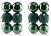 24x Boules de Noël 8 cm plastique vert foncé - Mat/brillant/paillettes - Boules de Noël en plastique incassable - Décorations de Noël