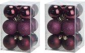 24x Boules de Noël en plastique rose aubergine 6 cm - Mat / brillant - Boules de Noël en plastique incassables - Décorations pour Décorations pour sapins de Noël rose aubergine