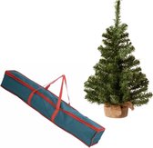 Volle kerstboom in jute zak 60 cm kunstbomen inclusief opbergzak - Kunst kerstbomen/kunstbomen