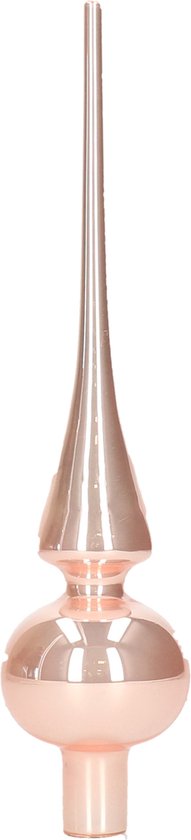 Glazen kerstboom piek/topper zacht roze glans 26 cm - Pieken/kerstpieken