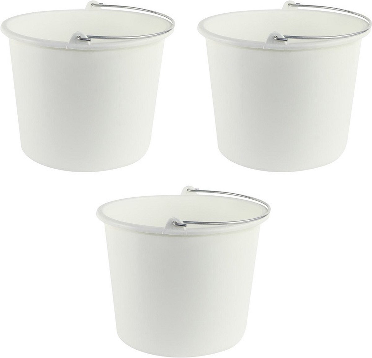 Goedkoopste Plasticforte Emmer - 3x - wit - kunststof - met hengsel - 12 liter - Schoonmaak emmer - Schoonmaken