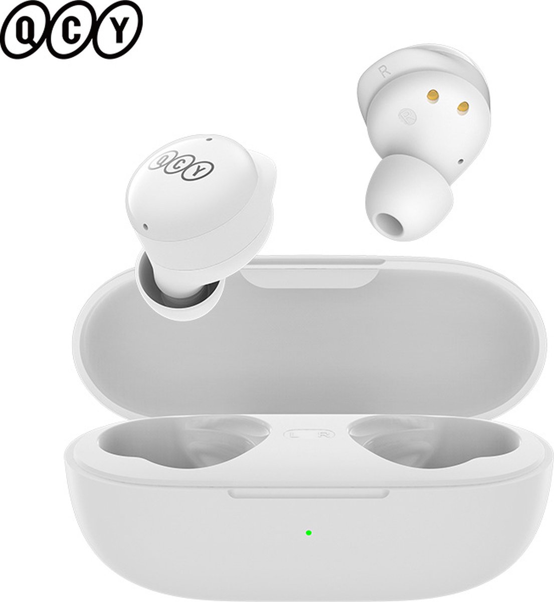 QCY T17 True Wireless Bluetooth 5.1 Earbuds - Volledig Draadloos In-Ear Oortjes - T2C Opvolger - Siliconen Oordopjes - Universeel Apple/Samsung/Android/iPhone - Wit