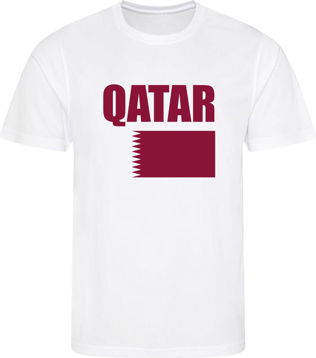 WK Qatar Voetbalshirt – Vlag Qatar – Wit – Maat S – Wereldkampioenschap T-shirt