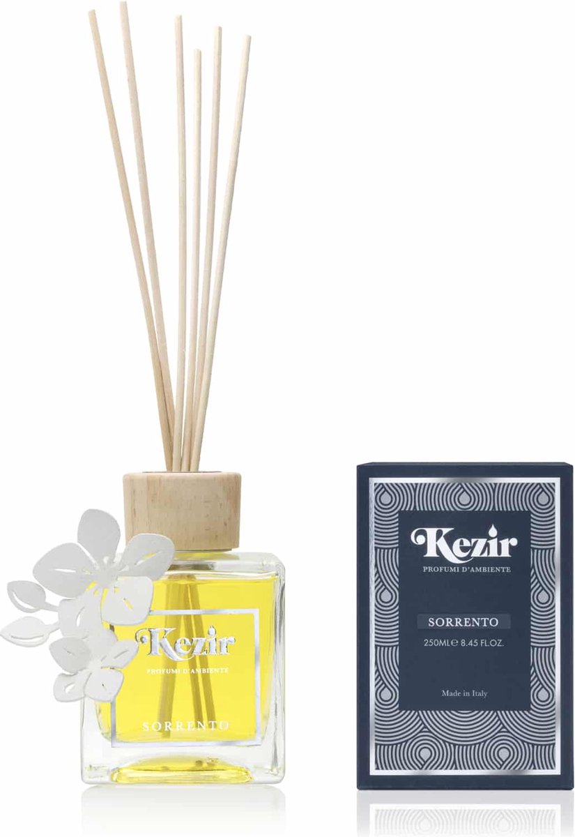Kezir - Sorrento - Lotusbloem Decoratie - Italiaanse - natuurlijke parfum voor in huis - diffuser - 200 ml