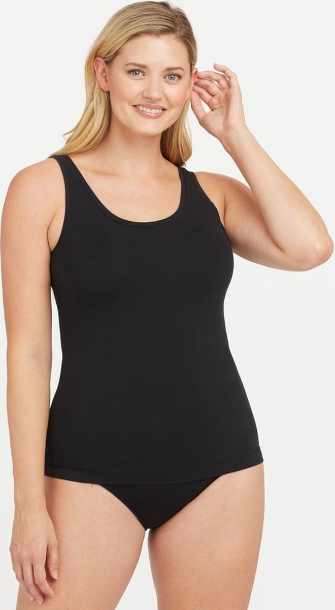 SPANX Cotton Comfort - Tank top Dames Onderhemd - Maat S - Kleur Zwart