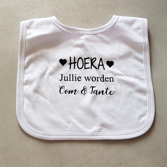 Baby slabbetje cadeau tekst hoera jullie worden oom en tante zwangerschap bekendmaking... bol