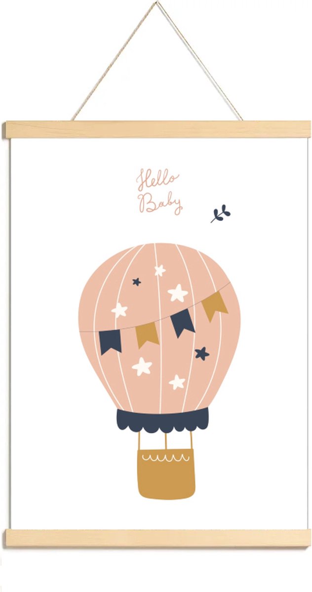 Goedkoopste Happy Walls - Babykamer Poster Canvas - Roze Luchtballon - A3
