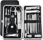 BukkitBow - Manicure Set & Pedicure Set - Set voor Manicure en Pedicure - 12-Delige RVS Set - Gezicht Verzorging - Nagelknippers & Nagelriem Trimmer - Met Opberg Box - Zwart