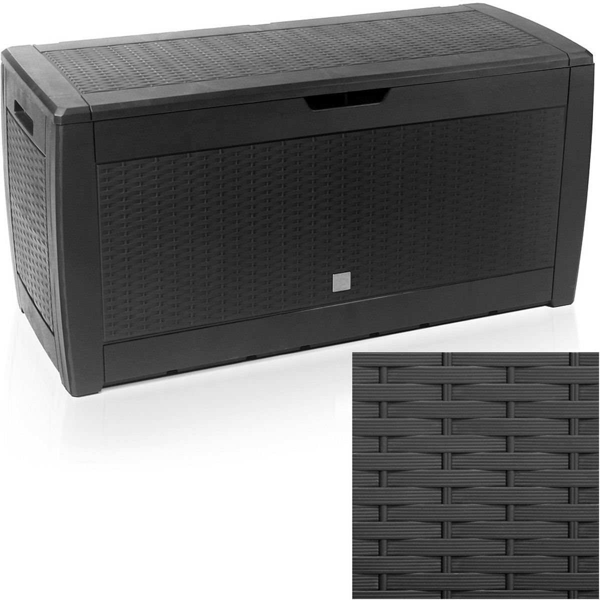 Bol.com Opbergbox 310L UV-Bestendig Weerbestendig Wielen Tuinbox Rotan-look Antraciet aanbieding