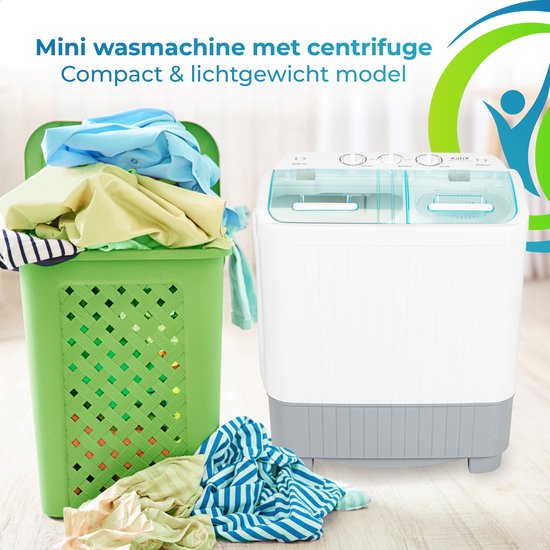 schraper contrast Kinderdag XatiX - Mini wasmachine met dubbele trommel 5,6 kg - Toerental 1400 |  bol.com