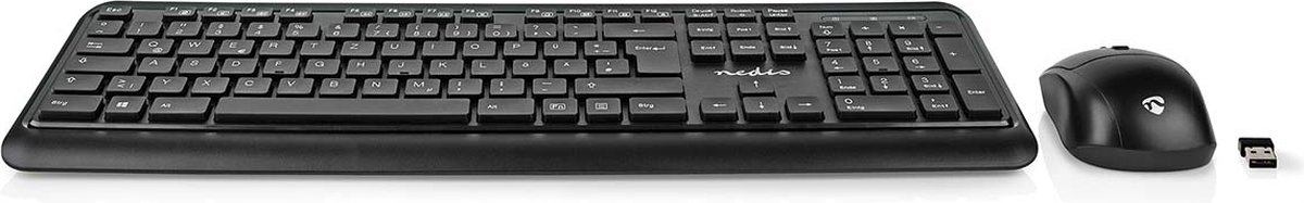 Nedis Muis en Toetsenbord - Set | Draadloos | Muis- en toetsenbordverbinding: USB | 800 / 1200 / 1600 dpi | Instelbare DPI | QWERTZ | Duits