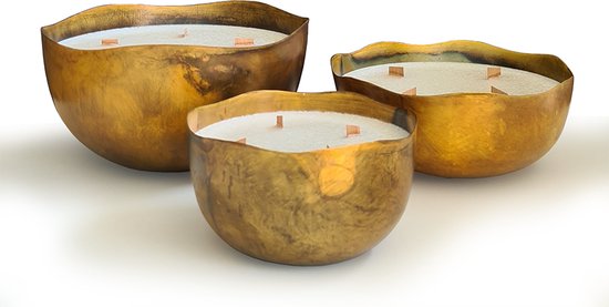 Gouden Kaars - Kaars - Handgemaakt - Bowl - Medium - Ø25cm - 80 branduren