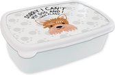 Broodtrommel Wit - Lunchbox - Brooddoos - Quotes - Sorry I can't my dog and I have plans - Spreuken - Hond - 18x12x6 cm - Volwassenen