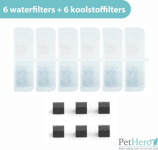 Foto: Pethero 1 4 6x filter voor drinkfontein voor kat of hond