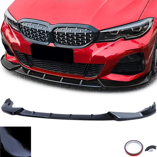 BMW Série 3 G20 G21 M Pack Spoiler Becquet avant Splitter Lip High Gloss Zwart M3 Performance Look