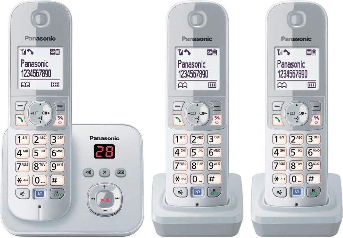 PANASONIC KX-TG6823GS - Trio DECT draadloze telefoon, 3 handsets - Antwoordapparaat - zilverkleurig
