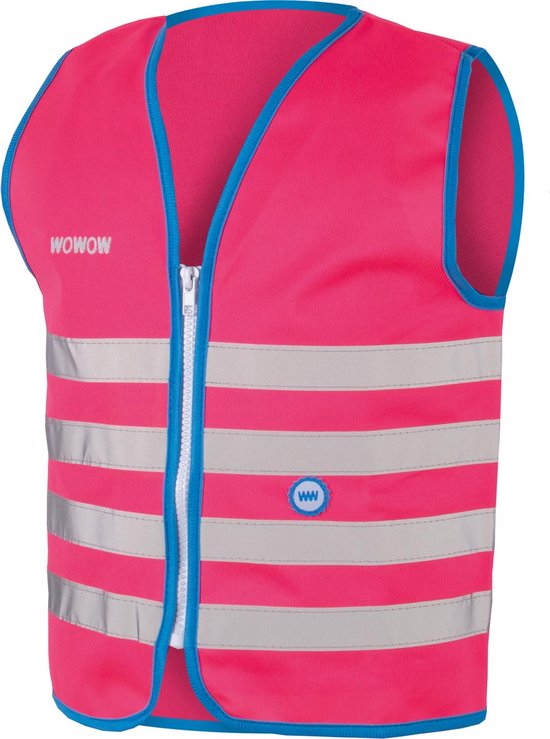 Wowow Veiligheidshesje kind met rits EN 1150 - Fun Fietsjas  - Maat M  - Unisex - roze/blauw/zilver
