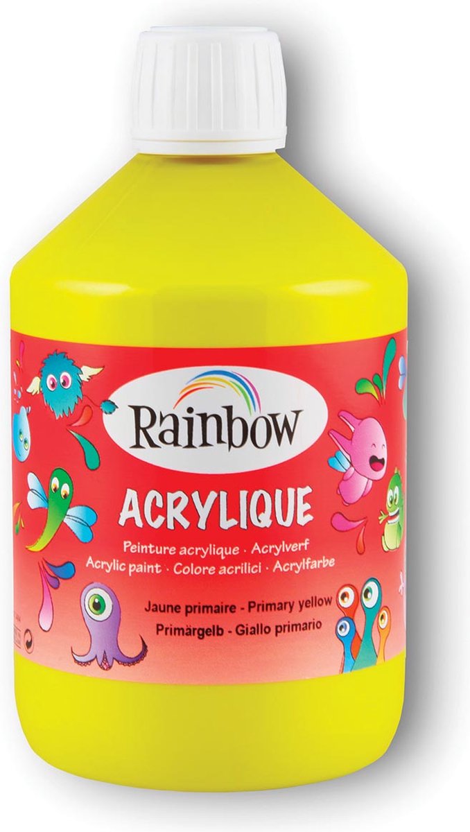 Rainbow acrylverf, flacon van 500 ml, geel