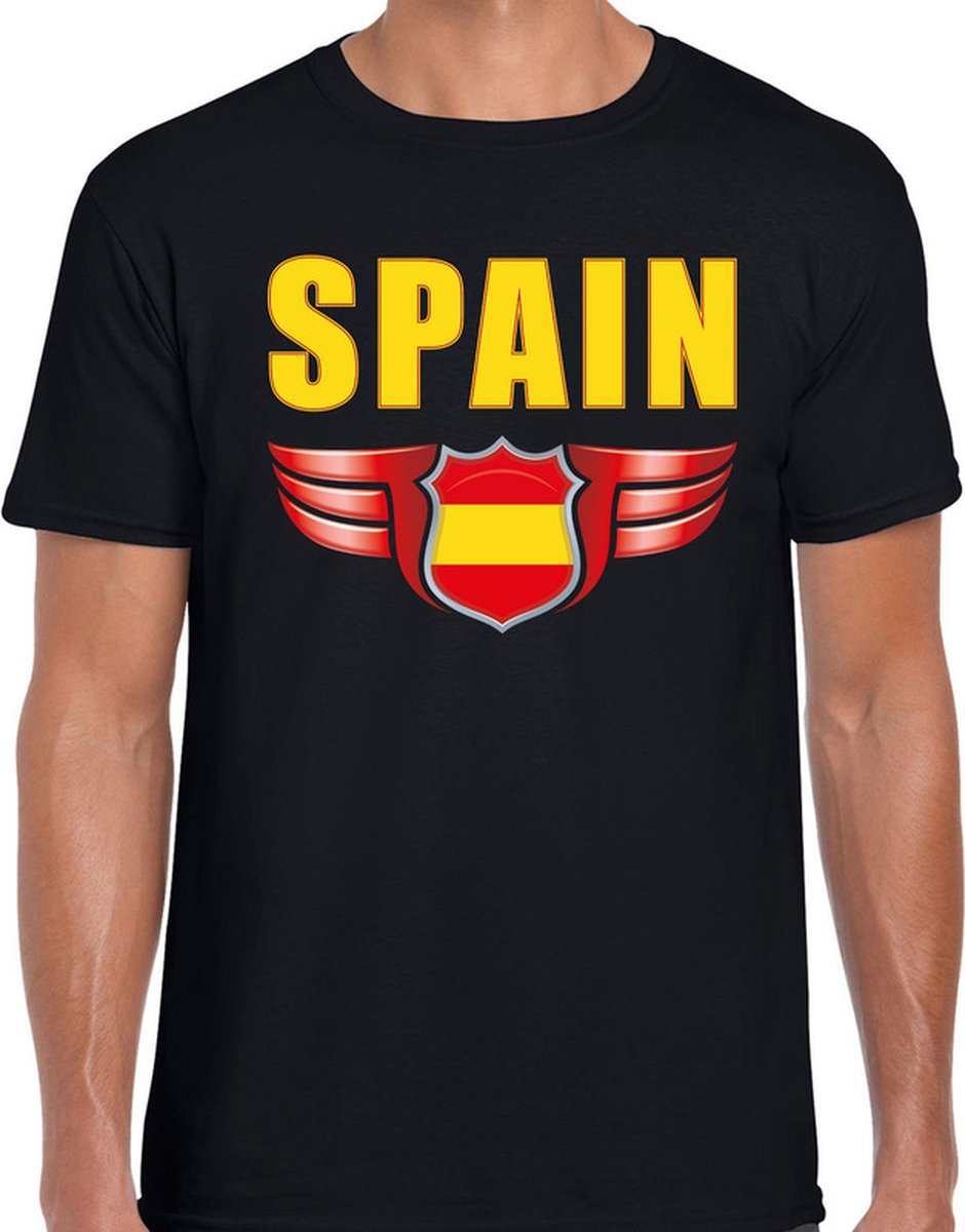 Spain landen t-shirt Spanje zwart voor heren - Spanje supporter shirt / kleding - EK / WK voetbal L