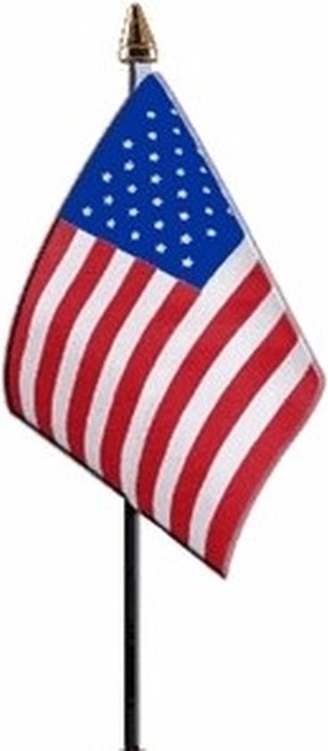 Foto: Amerika usa 2x mini vlaggetje van 10 x 15 cm op stokje landen vlag h27 cm polyester