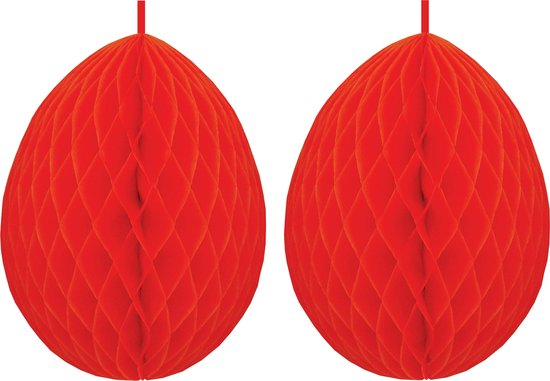 Décoration à suspendre nid d'abeille oeuf de Pâques rouge en papier 30 cm - Ignifuge - Décorations/embellissements sur le thème de Pâques/Pâques