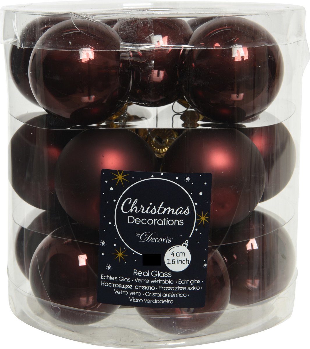 36x stuks kleine kerstballen mahonie bruin van glas 4 cm - mat/glans - Kerstboomversiering