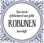 Tegeltje met Spreuk (Tegeltjeswijsheid): Van harte gefeliciteerd met jullie Robijnen huwelijk! + Kado verpakking & Plakhanger