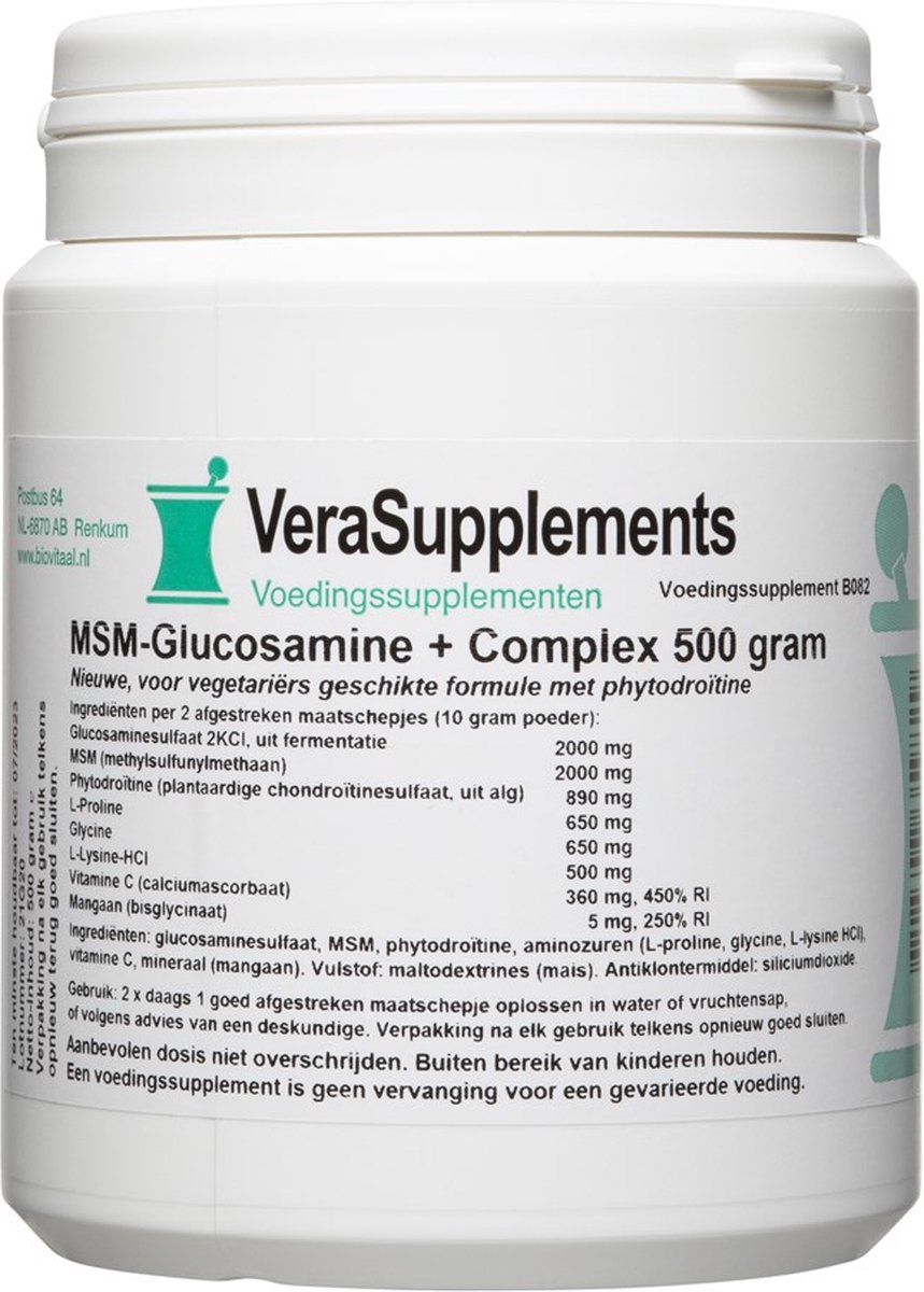 Goedkoopste VeraSupplements MSM-Glucosamine Complex Poeder 500GR