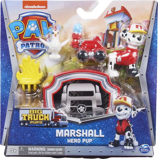 Foto: Paw patrol big truck pups marshall actiefiguur met reddingsdrone speelfigurenset