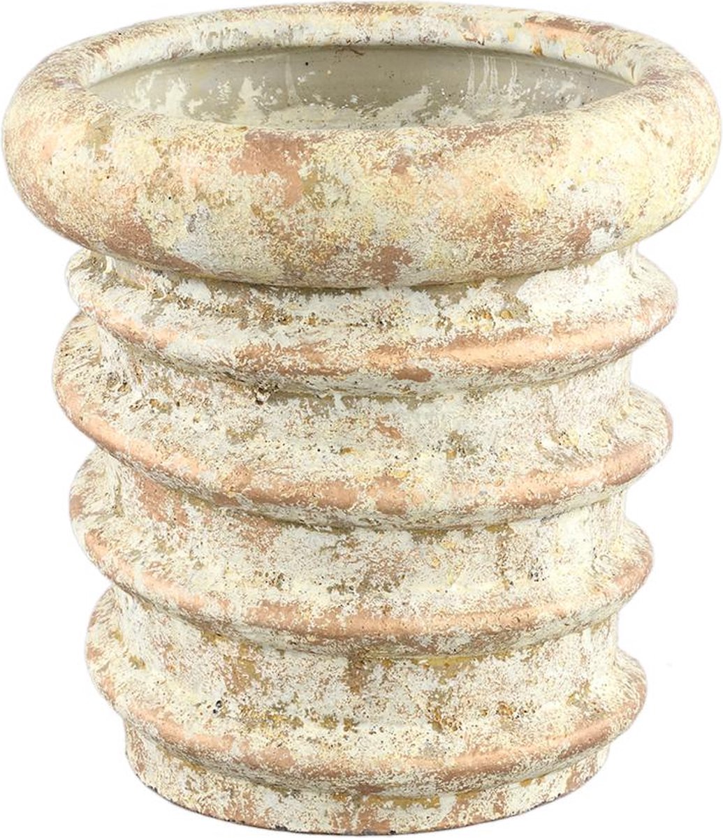 PTMD Zero Bloempot - 30 x 30 x 30 cm - Cement - Creme