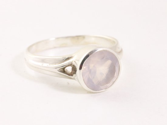 Zilveren ring met rozenkwarts - maat 17.5