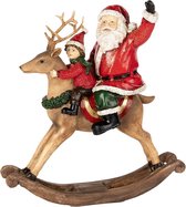 Goodwill Père Noël avec Enfant sur Balançoire Cerf Rouge- Oranje-Vert 22 cm