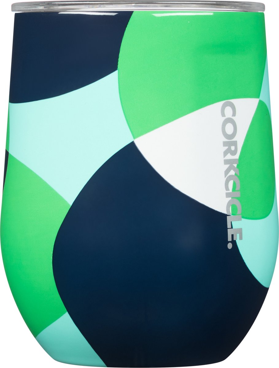 Corkcicle Stemless Cup Thermosbeker voor Wijn/Koffie 355ml 12oz - MOD TWIST Roestvrijstaal - Groen Wit Blauw Turquoise - driewandig