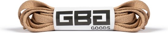 Lichtbruine GBG Goods veters, opgerold met een label.