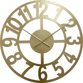 LW Collection horloge murale dorée Jannah 60cm - Grande horloge industrielle silencieuse - Horloge murale dorée industrielle - Horloge murale moderne