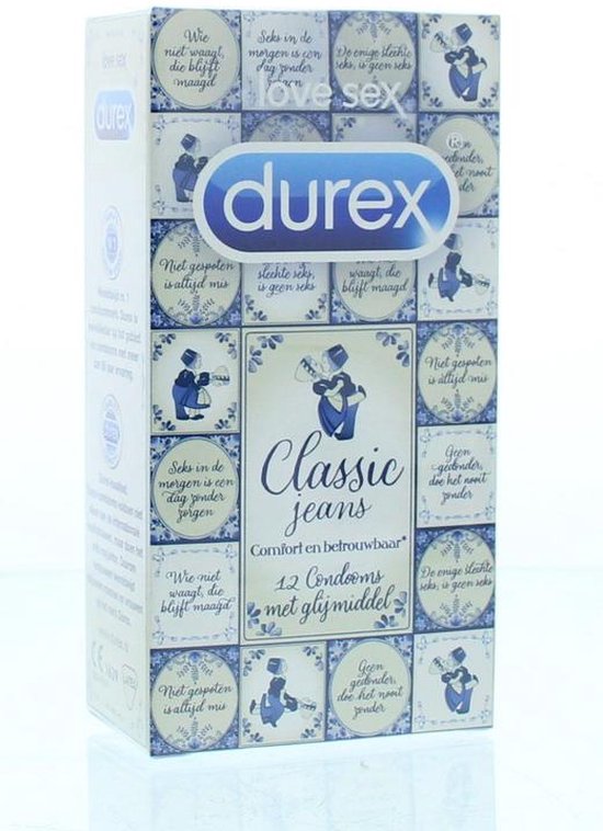 Durex Condooms Classic Jeans - Extra Glijmiddel - 12 stuks | bol.com