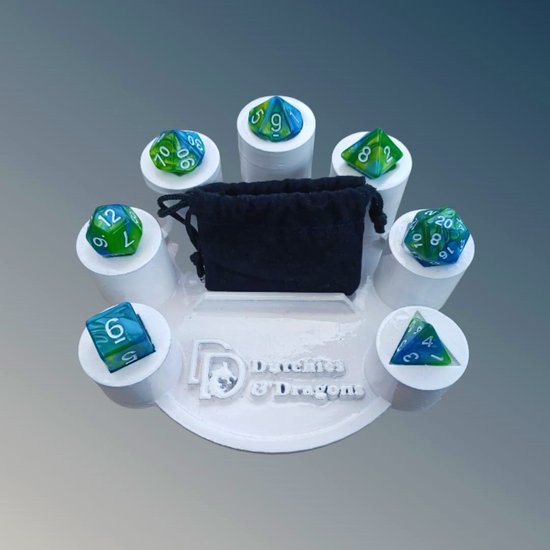 D&D dice set - DnD dobbelstenen set Groen & Blauw - Dungeons and Dragons dobbelstenen Inclusief velvet bewaarzakje