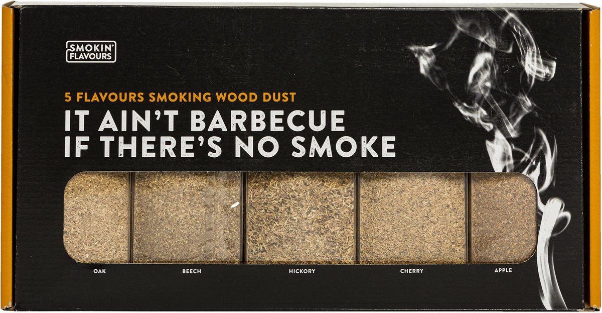 Smokin’ Flavours Giftbox Mot 5x 650ml - rookmot 5x 650 ml - eik - beuk - hickory - kers - appel