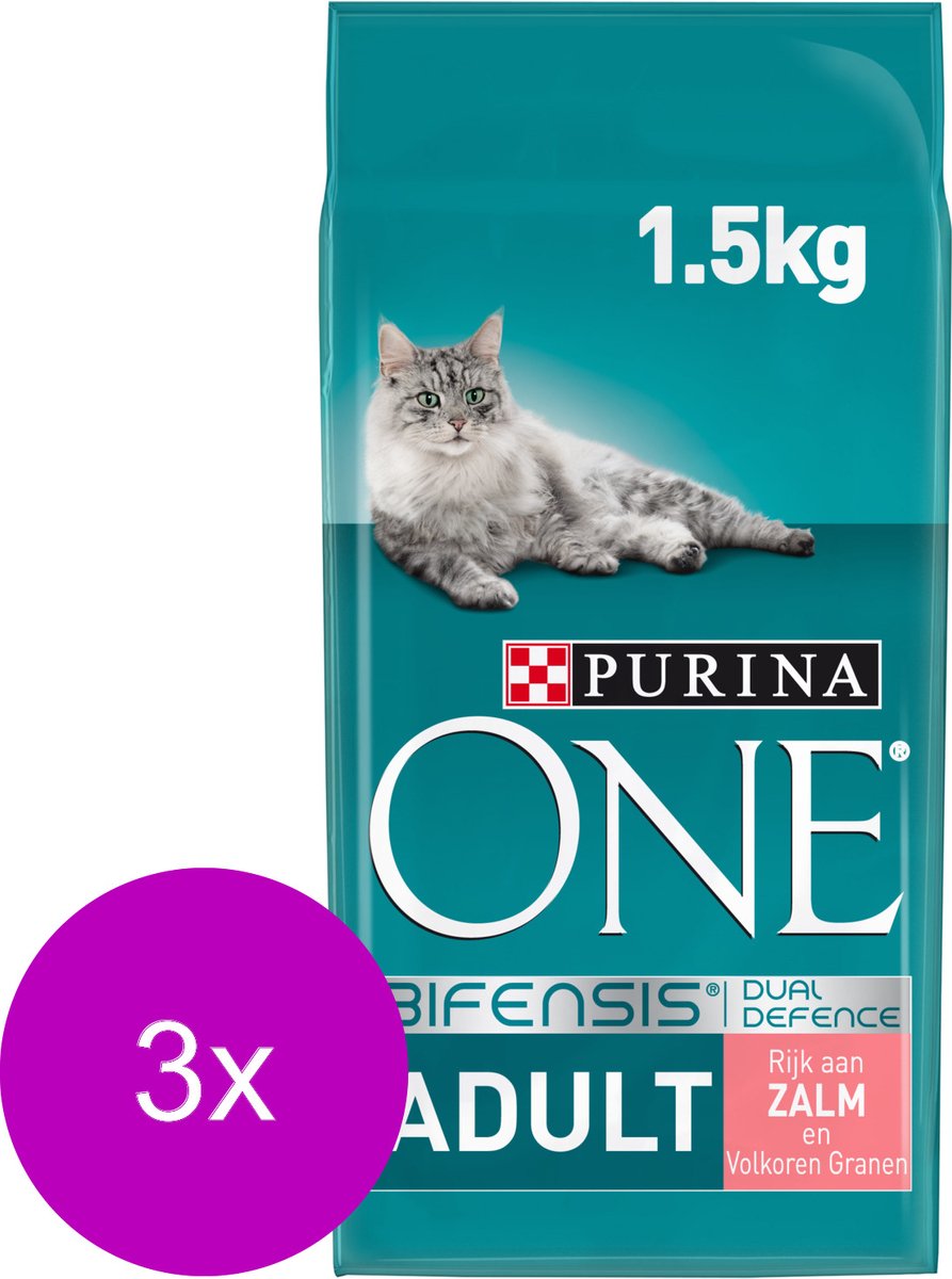 Purina One Purina One Adult Zalm&Granen - Kattenvoer - 3 x 1.5 kg