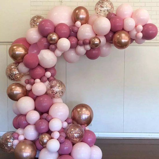 Ballonnenboog Roze & Goud - 100 stuks - Decoratie pakket - Ballonnen verjaardag - Verjaardag feest - meiden verjaardag - Complete set - Decoratie pakket