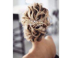 Bruidsmode haarmode gala feest (kam, goud kleurig)