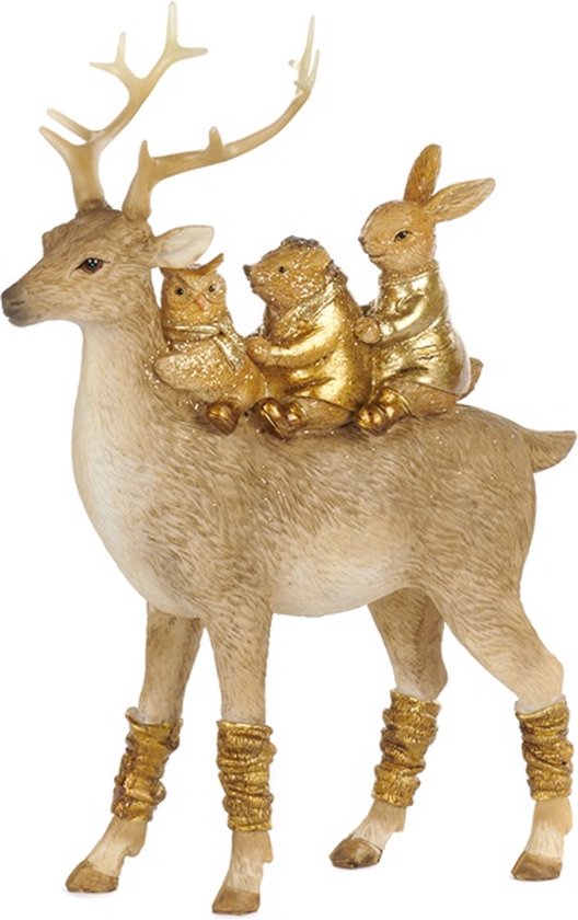 Goodwill Hert-Kersthert draagt Dieren Bruin  24 cm